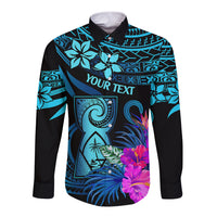 Custom Polynesian Guam Long Sleeve Button Shirt With Latte Stone Happy Liberation Day - Wonder Print Shop