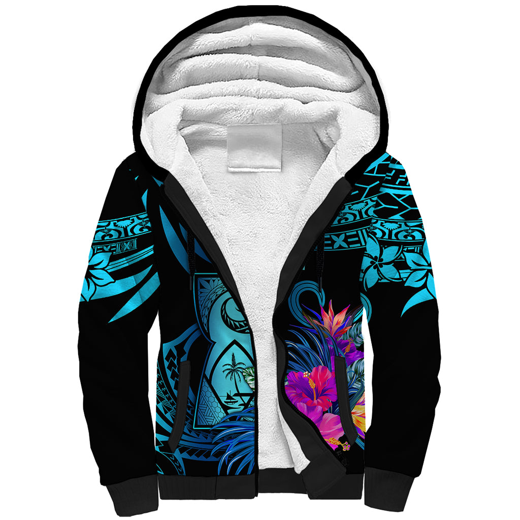 Custom Polynesian Guam Sherpa Hoodie With Latte Stone Happy Liberation Day - Wonder Print Shop