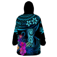 Custom Polynesian Guam Wearable Blanket Hoodie With Latte Stone Happy Liberation Day - Wonder Print Shop