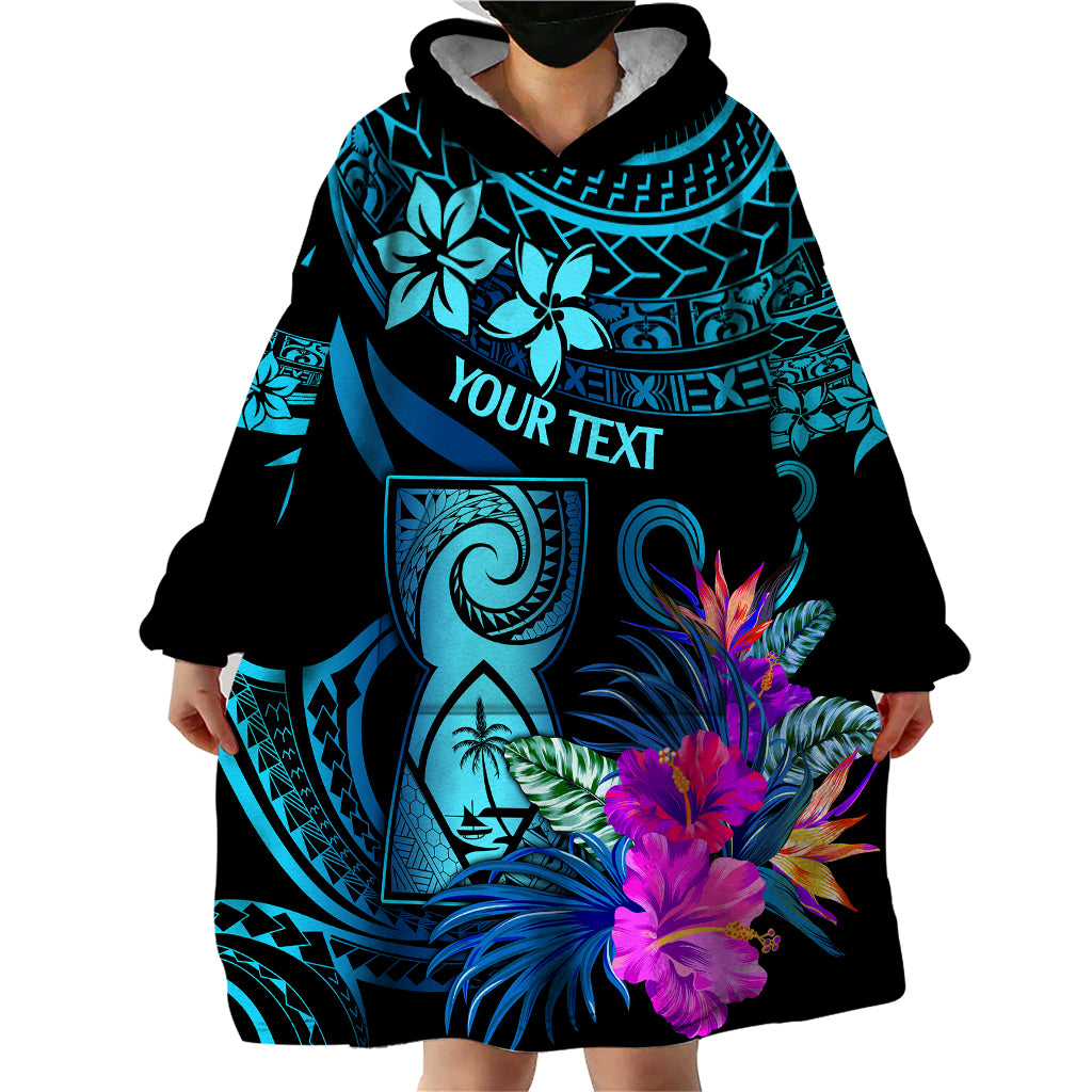 Custom Polynesian Guam Wearable Blanket Hoodie With Latte Stone Happy Liberation Day - Wonder Print Shop
