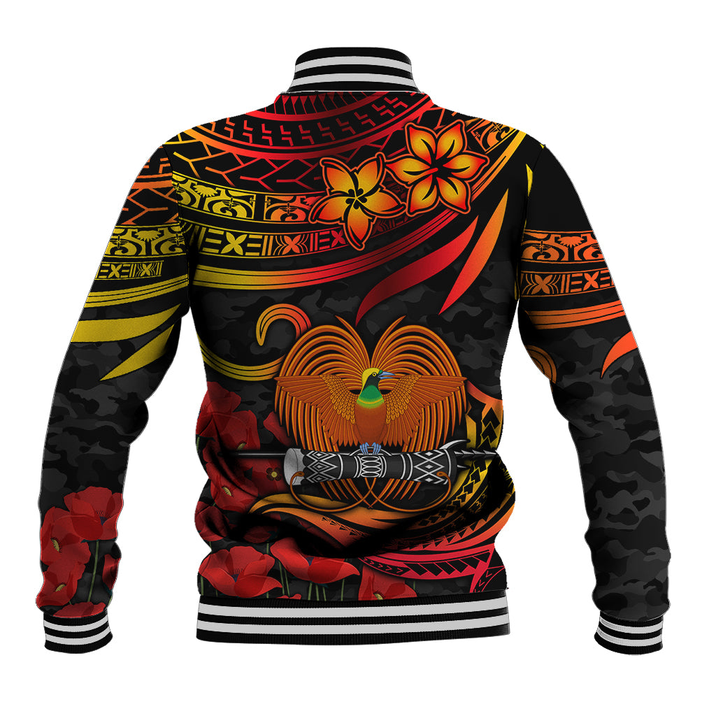 PNG Remembrance Day Baseball Jacket Polynesian Tribal and Poppy LT9 - Wonder Print Shop
