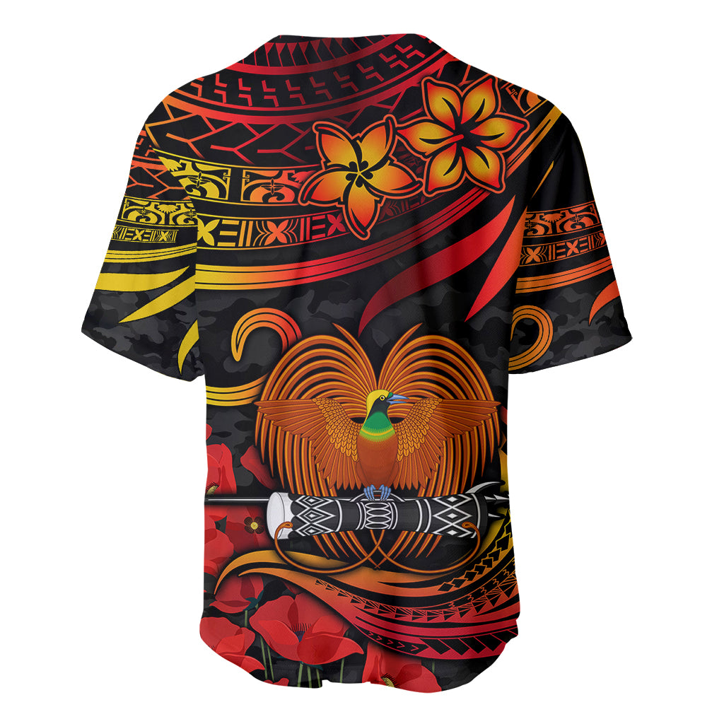 PNG Remembrance Day Baseball Jersey Polynesian Tribal and Poppy LT9 - Wonder Print Shop