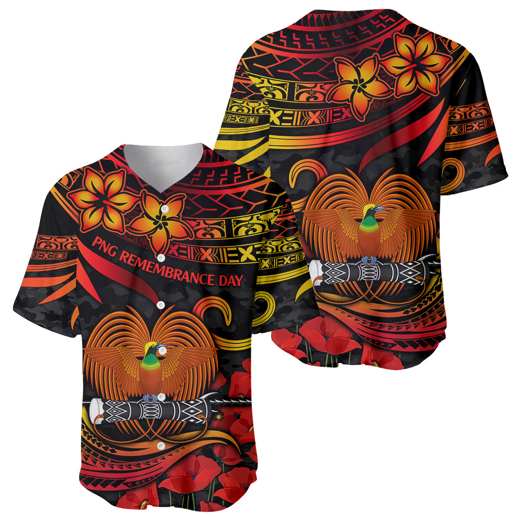 PNG Remembrance Day Baseball Jersey Polynesian Tribal and Poppy LT9 - Wonder Print Shop