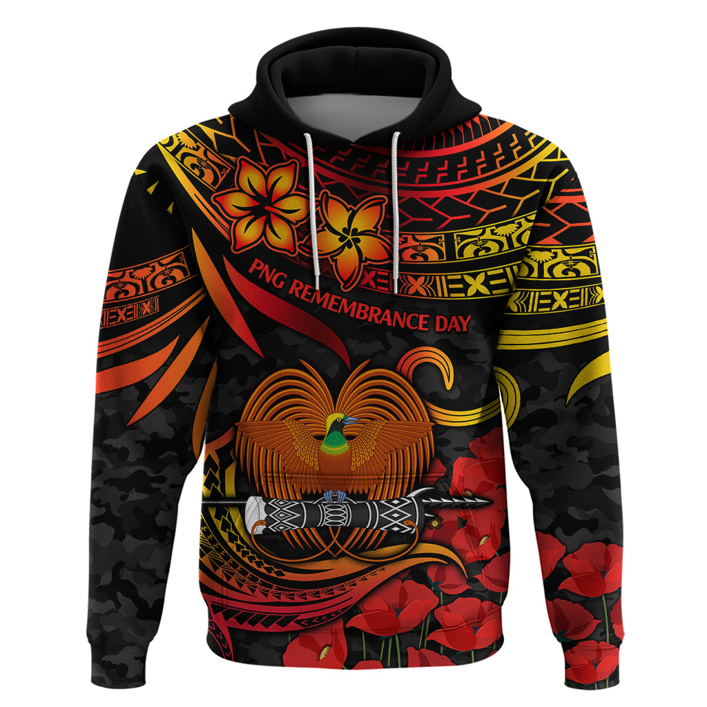 PNG Remembrance Day Hoodie Polynesian Tribal and Poppy - Wonder Print Shop