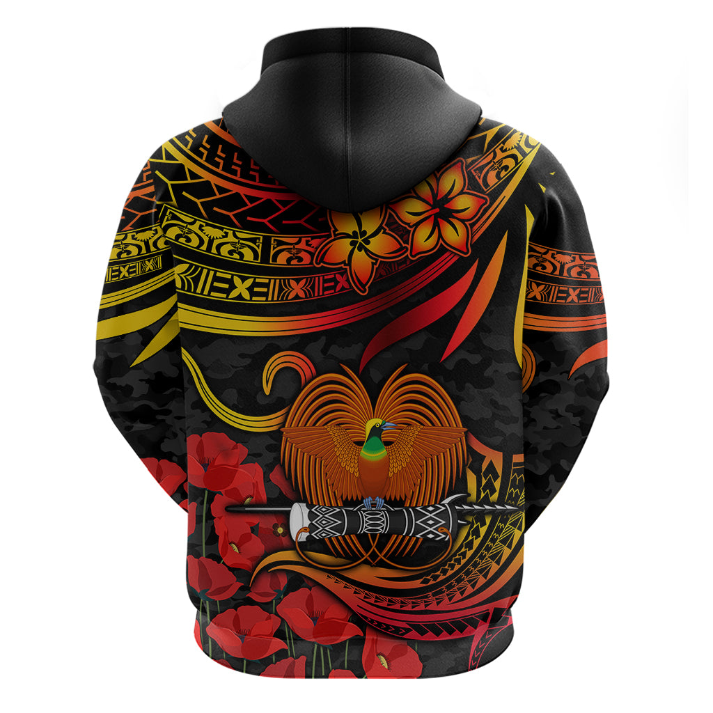 PNG Remembrance Day Hoodie Polynesian Tribal and Poppy - Wonder Print Shop
