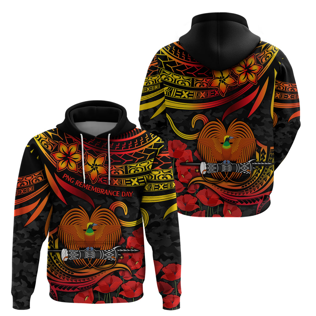 PNG Remembrance Day Hoodie Polynesian Tribal and Poppy - Wonder Print Shop