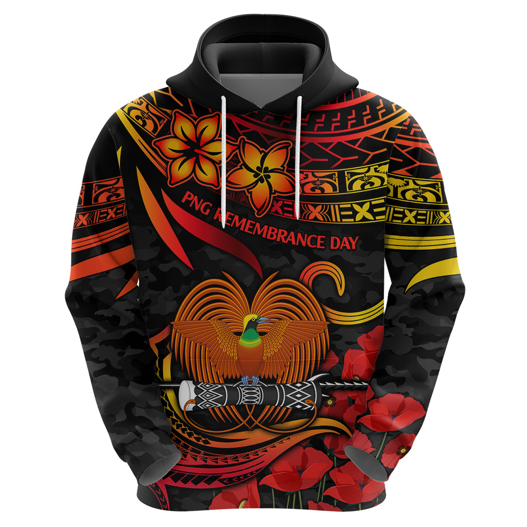 PNG Remembrance Day Hoodie Polynesian Tribal and Poppy - Wonder Print Shop