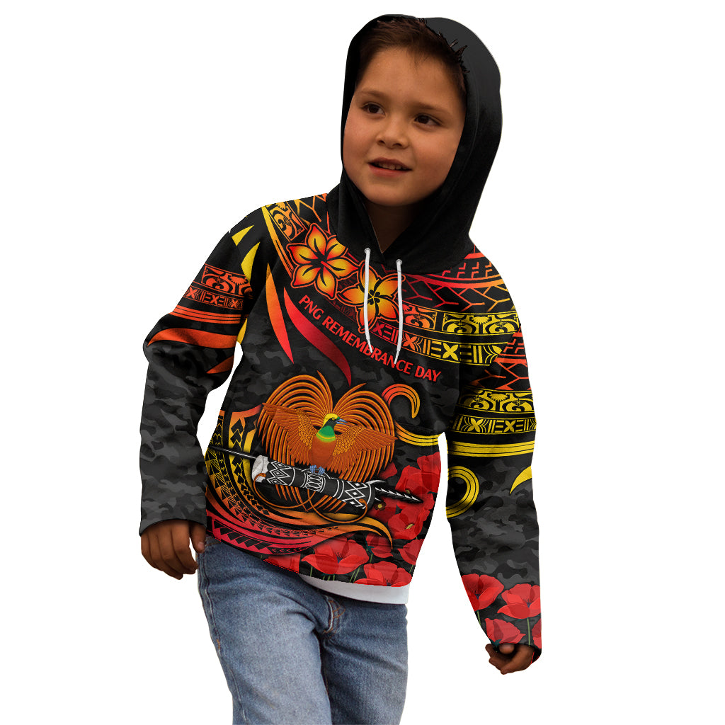 PNG Remembrance Day Kid Hoodie Polynesian Tribal and Poppy - Wonder Print Shop