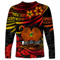 PNG Remembrance Day Long Sleeve Shirt Polynesian Tribal and Poppy - Wonder Print Shop