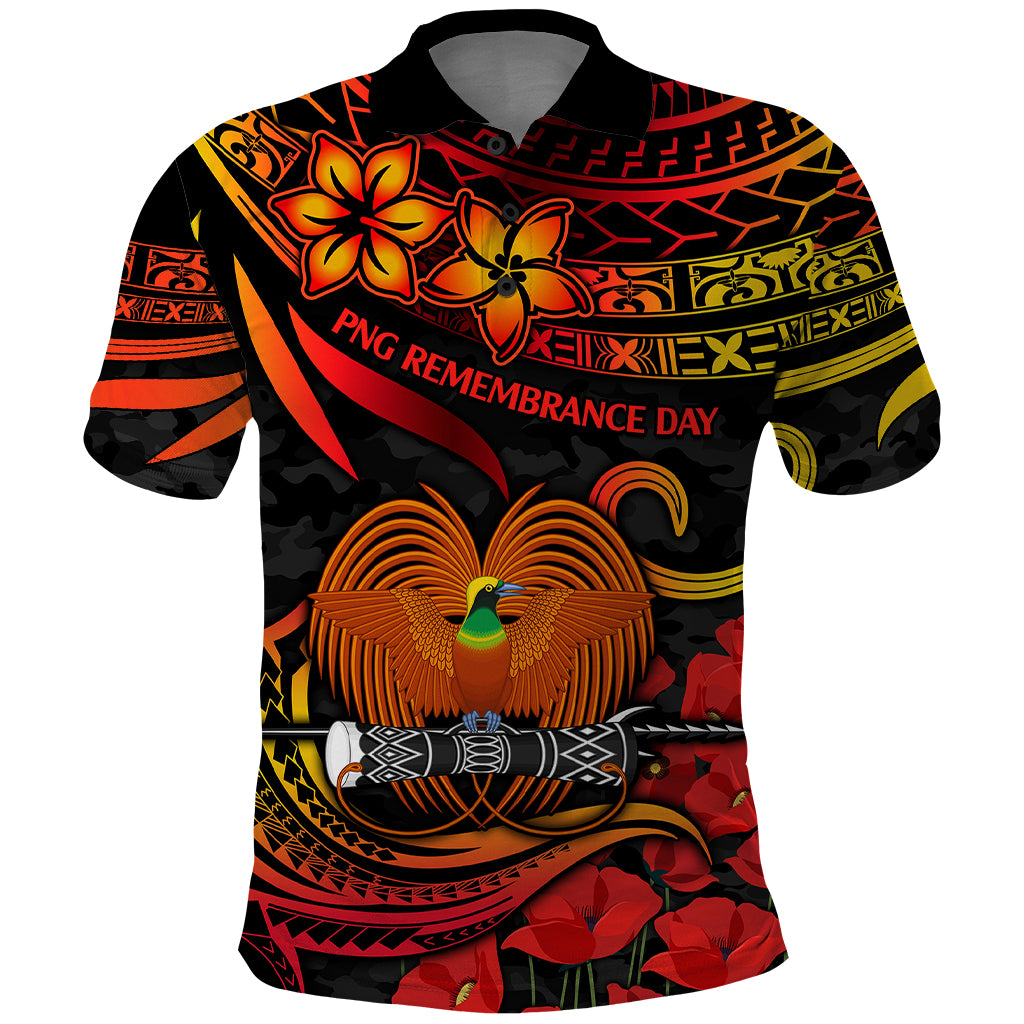 PNG Remembrance Day Polo Shirt Polynesian Tribal and Poppy - Wonder Print Shop