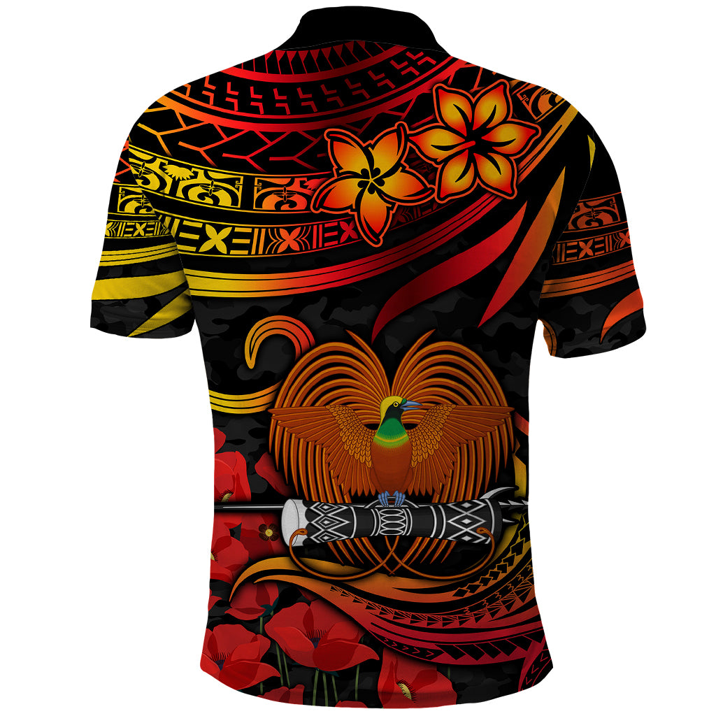 PNG Remembrance Day Polo Shirt Polynesian Tribal and Poppy - Wonder Print Shop