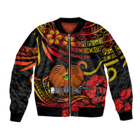 PNG Remembrance Day Sleeve Zip Bomber Jacket Polynesian Tribal and Poppy - Wonder Print Shop