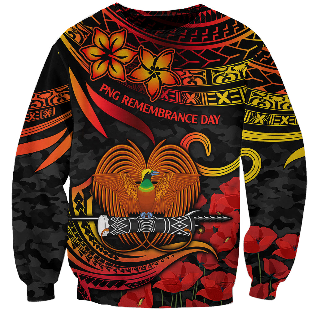 PNG Remembrance Day Sweatshirt Polynesian Tribal and Poppy - Wonder Print Shop