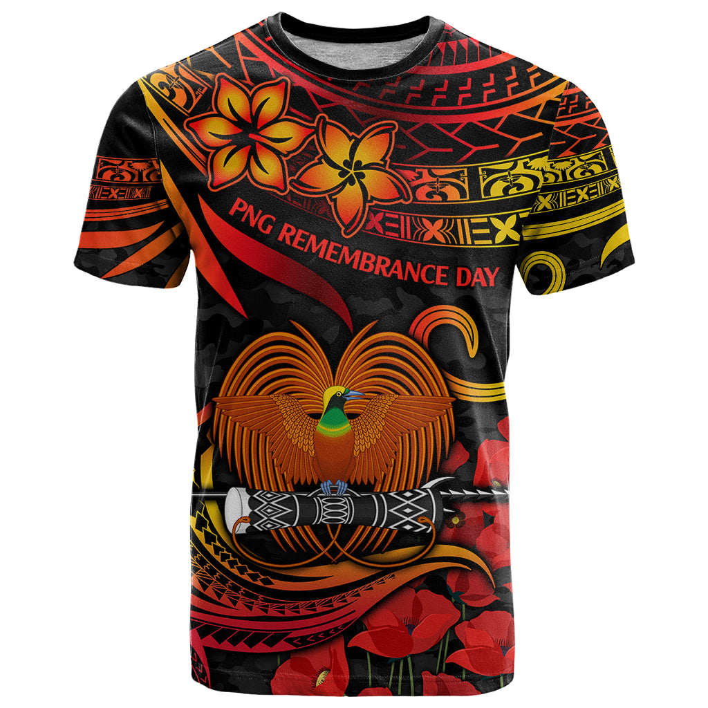 PNG Remembrance Day T Shirt Polynesian Tribal and Poppy - Wonder Print Shop