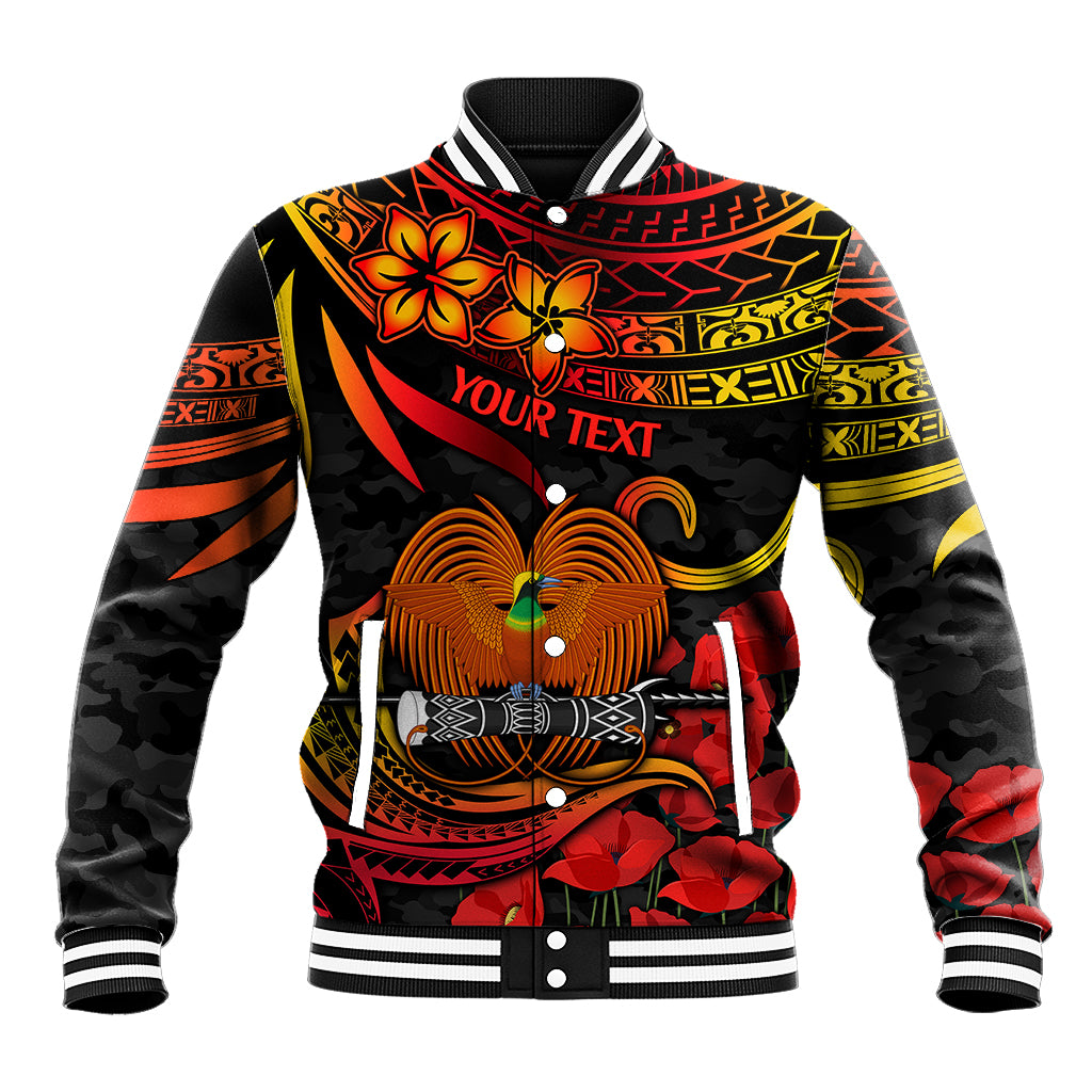 Custom PNG Remembrance Day Baseball Jacket Polynesian Tribal and Poppy LT9 - Wonder Print Shop