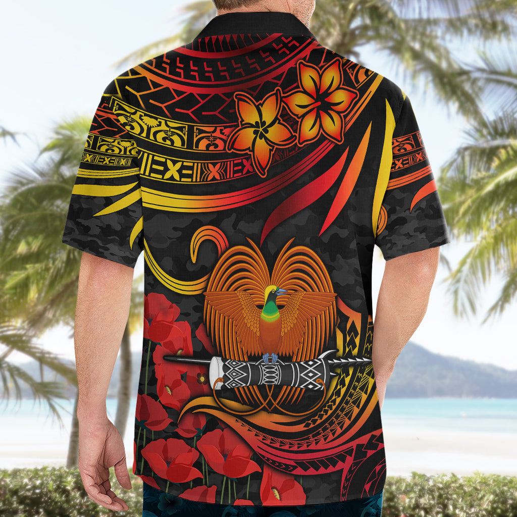 Custom PNG Remembrance Day Hawaiian Shirt Polynesian Tribal and Poppy - Wonder Print Shop