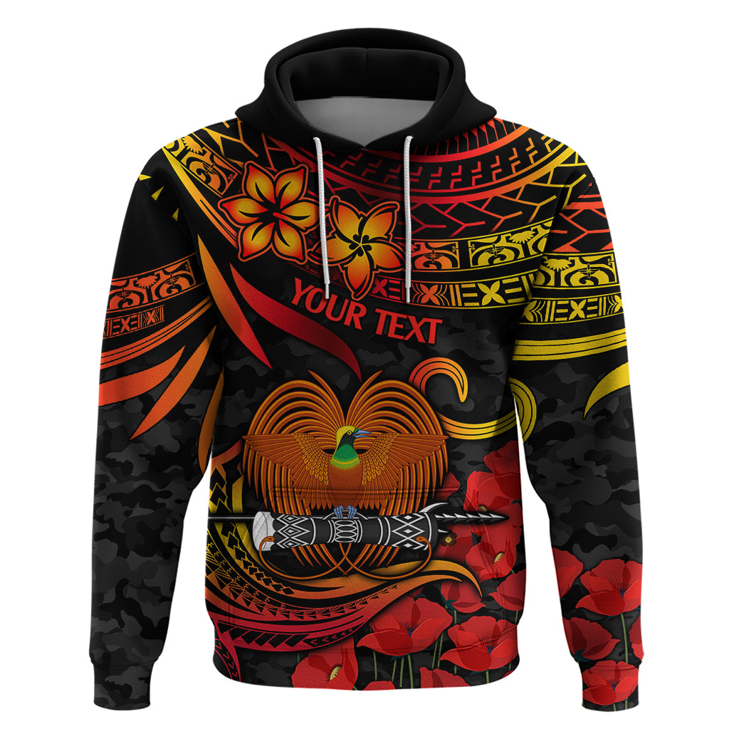 Custom PNG Remembrance Day Hoodie Polynesian Tribal and Poppy - Wonder Print Shop