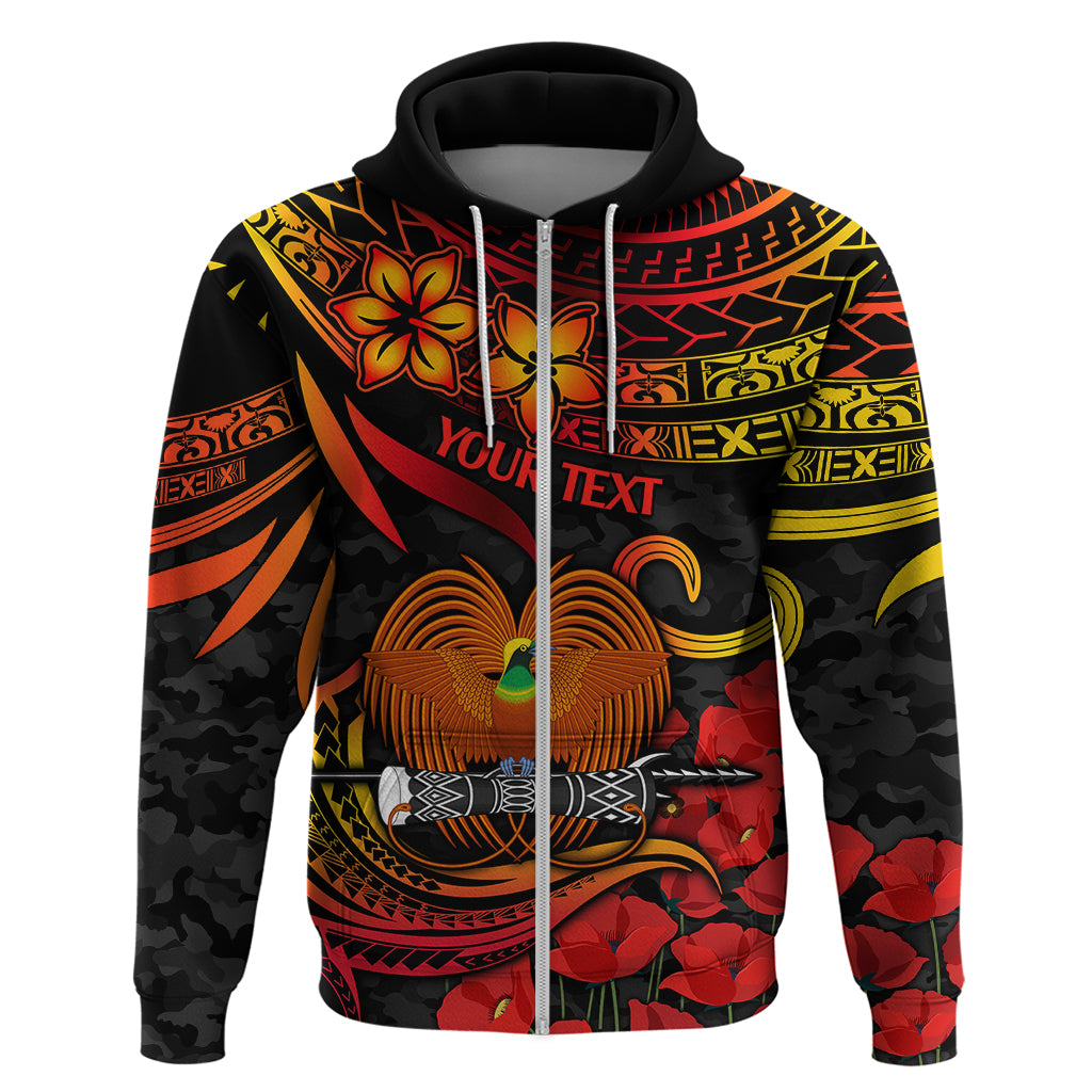 Custom PNG Remembrance Day Hoodie Polynesian Tribal and Poppy - Wonder Print Shop