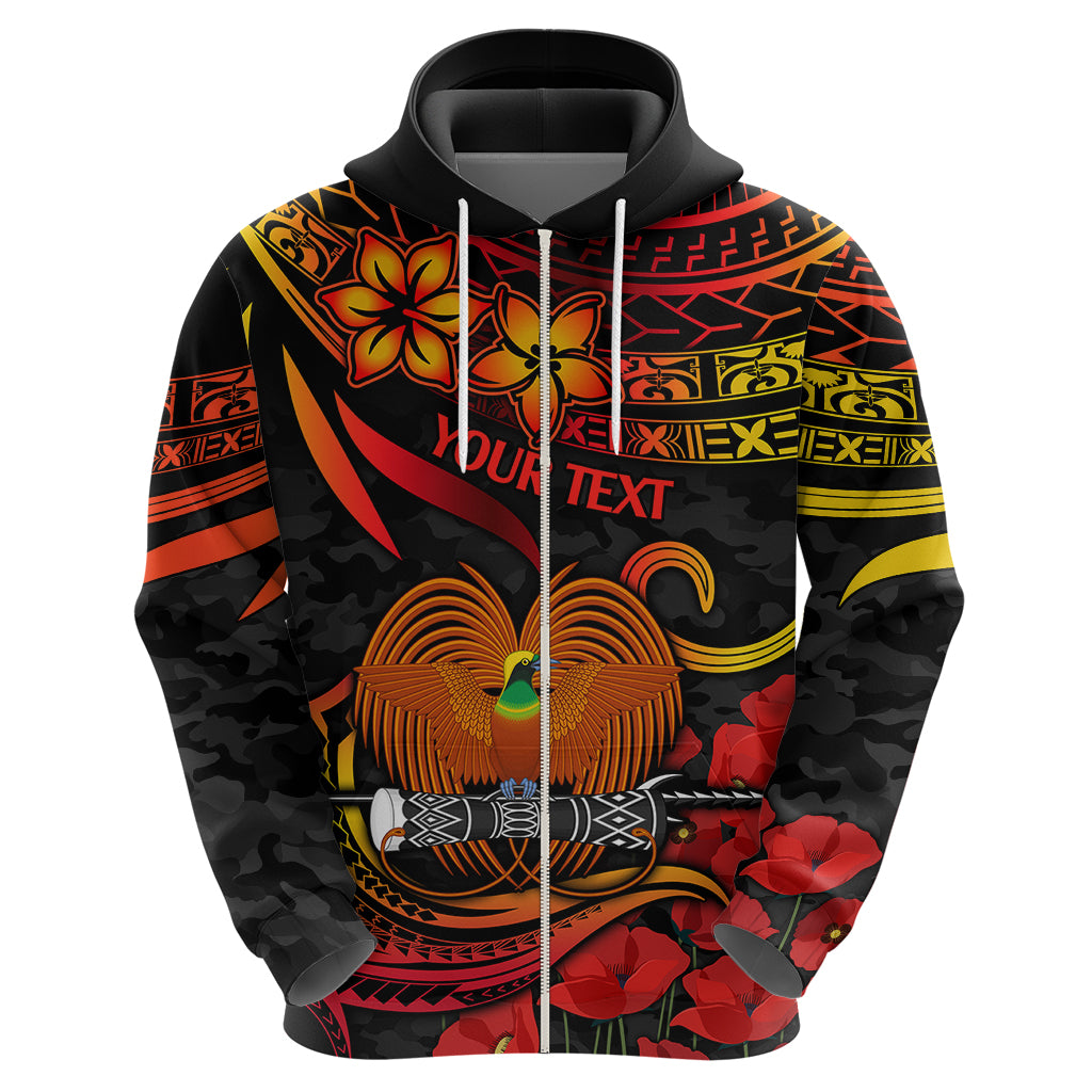 Custom PNG Remembrance Day Hoodie Polynesian Tribal and Poppy - Wonder Print Shop