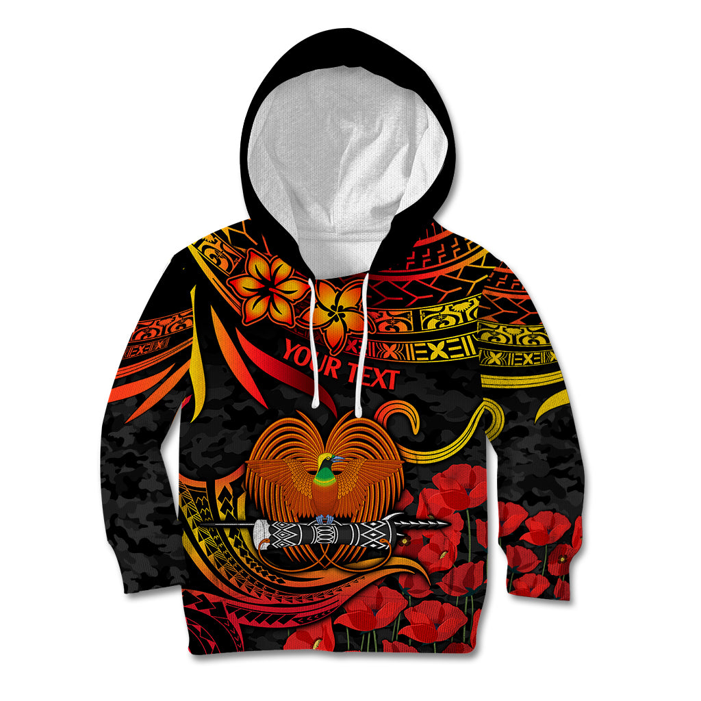 Custom PNG Remembrance Day Kid Hoodie Polynesian Tribal and Poppy - Wonder Print Shop