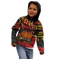 Custom PNG Remembrance Day Kid Hoodie Polynesian Tribal and Poppy - Wonder Print Shop