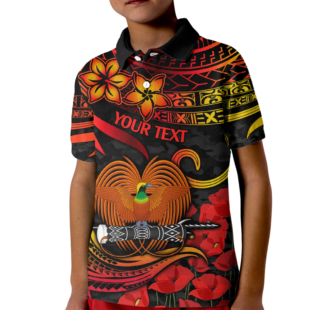 Custom PNG Remembrance Day Kid Polo Shirt Polynesian Tribal and Poppy - Wonder Print Shop