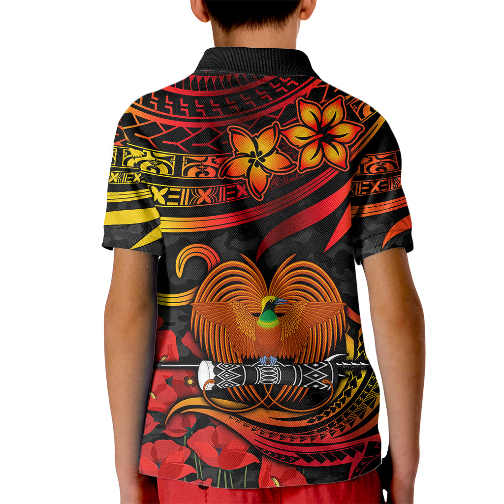 Custom PNG Remembrance Day Kid Polo Shirt Polynesian Tribal and Poppy - Wonder Print Shop