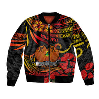 Custom PNG Remembrance Day Sleeve Zip Bomber Jacket Polynesian Tribal and Poppy - Wonder Print Shop