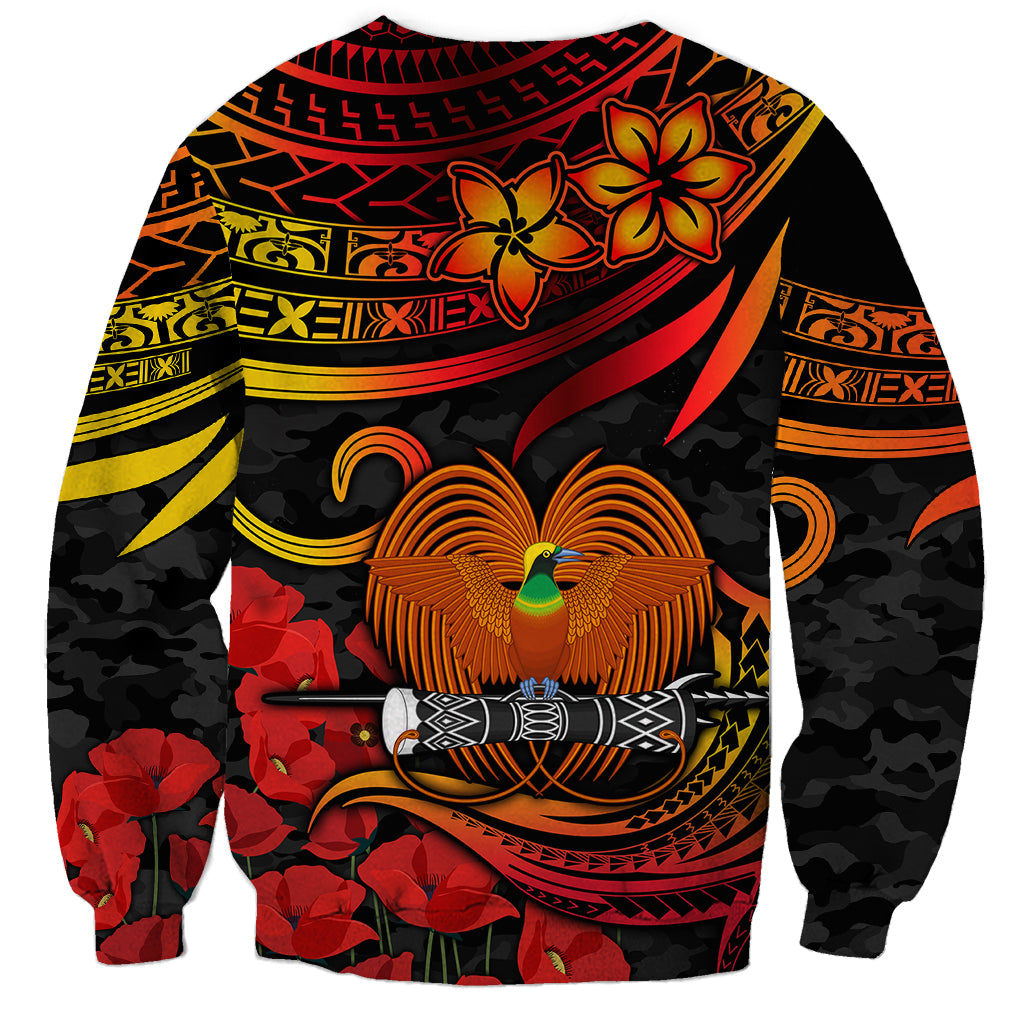 Custom PNG Remembrance Day Sweatshirt Polynesian Tribal and Poppy - Wonder Print Shop