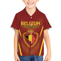 Custom Belgium Football Family Matching Short Sleeve Bodycon Dress and Hawaiian Shirt Royal Belgian 1895 with Map Style - Wonder Print Shop