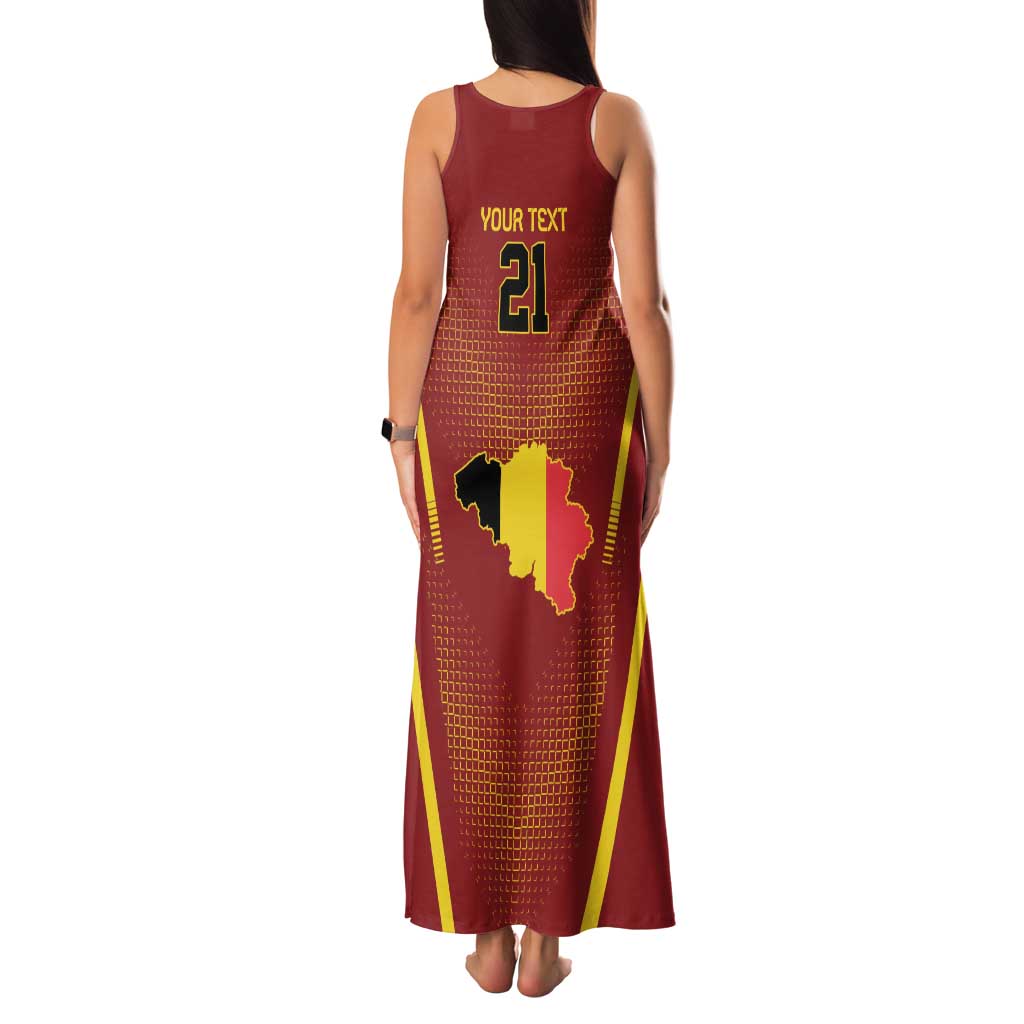 Custom Belgium Football Family Matching Tank Maxi Dress and Hawaiian Shirt Royal Belgian 1895 with Map Style - Wonder Print Shop