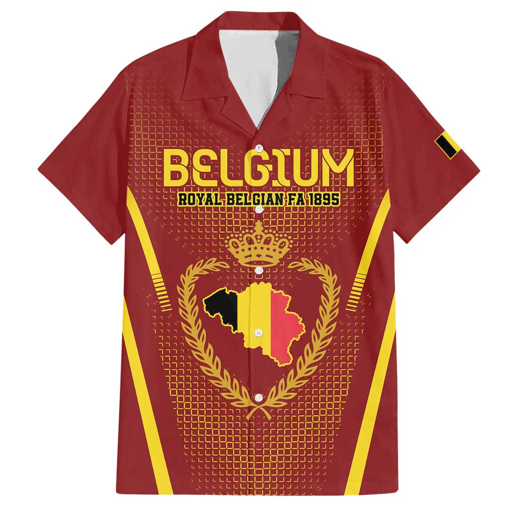 Custom Belgium Football Hawaiian Shirt Royal Belgian 1895 with Map Style - Wonder Print Shop