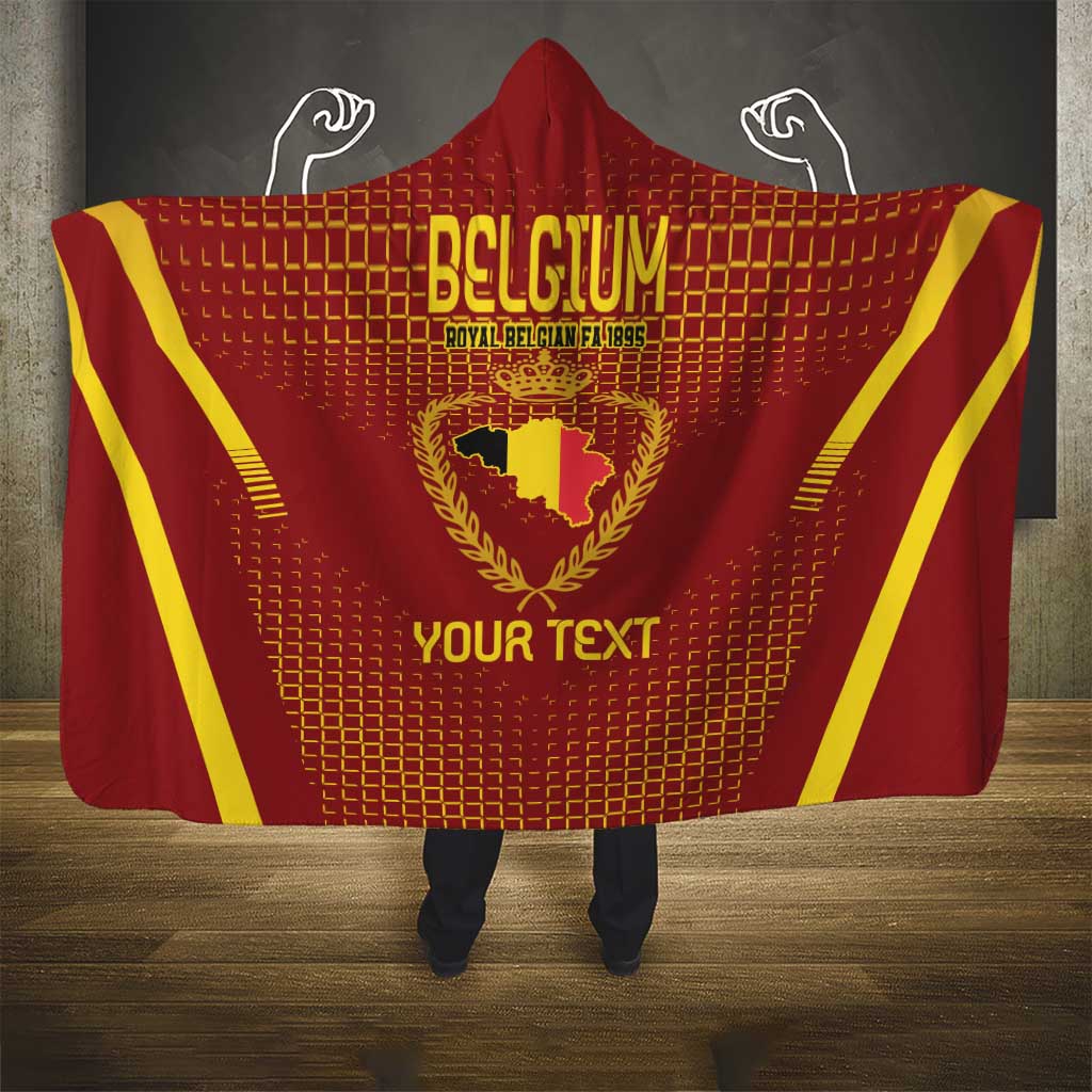 Custom Belgium Football Hooded Blanket Royal Belgian 1895 with Map Style