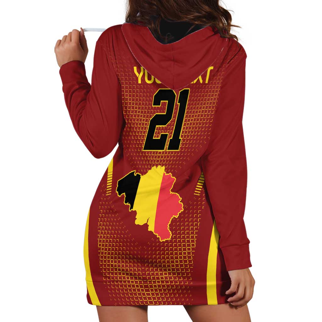 Custom Belgium Football Hoodie Dress Royal Belgian 1895 with Map Style - Wonder Print Shop