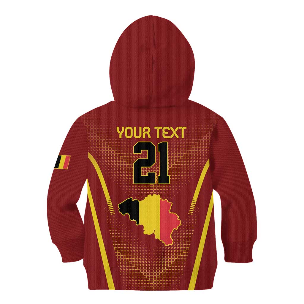 Custom Belgium Football Kid Hoodie Royal Belgian 1895 with Map Style - Wonder Print Shop