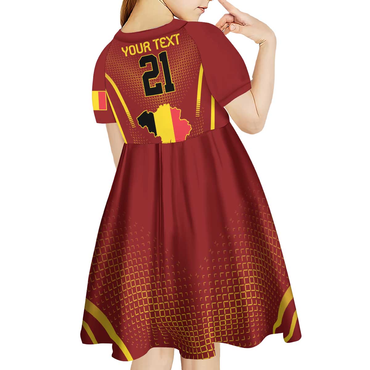 Custom Belgium Football Kid Short Sleeve Dress Royal Belgian 1895 with Map Style - Wonder Print Shop