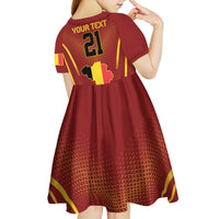 Custom Belgium Football Kid Short Sleeve Dress Royal Belgian 1895 with Map Style - Wonder Print Shop