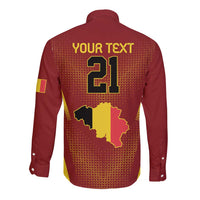 Custom Belgium Football Long Sleeve Button Shirt Royal Belgian 1895 with Map Style - Wonder Print Shop