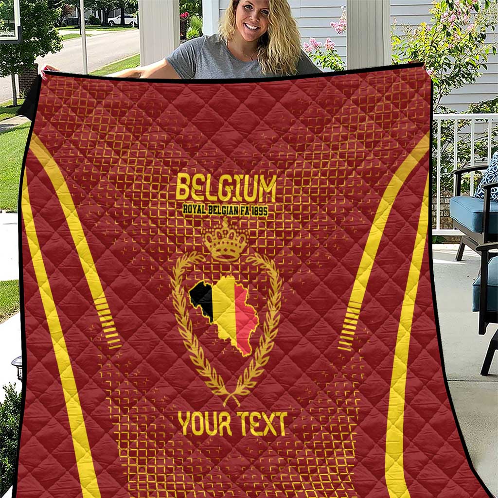 Custom Belgium Football Quilt Royal Belgian 1895 with Map Style - Wonder Print Shop