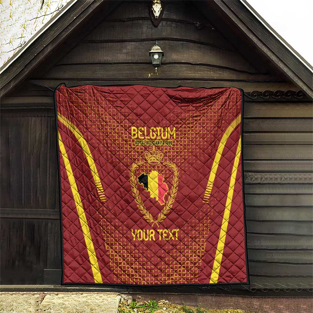 Custom Belgium Football Quilt Royal Belgian 1895 with Map Style - Wonder Print Shop