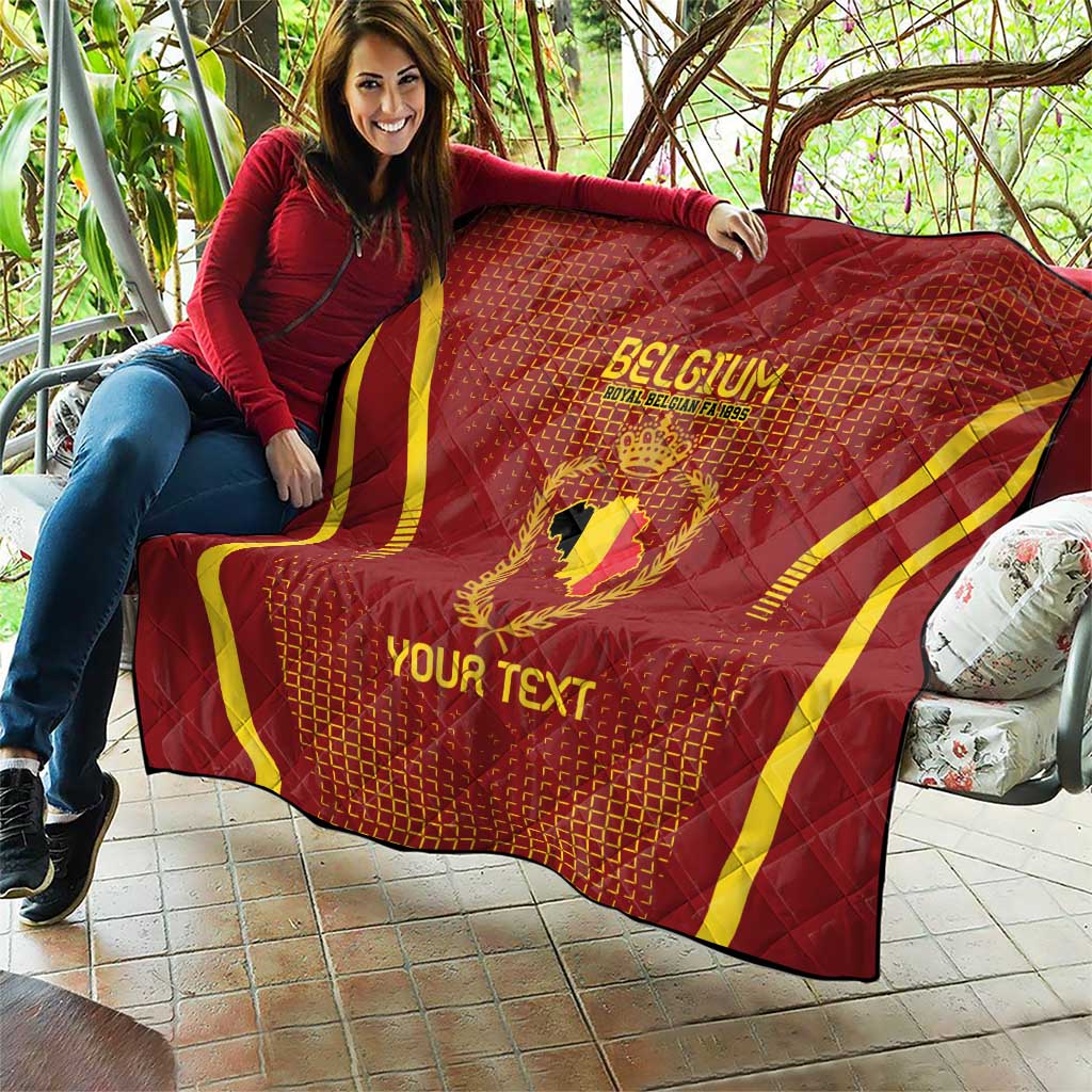 Custom Belgium Football Quilt Royal Belgian 1895 with Map Style - Wonder Print Shop