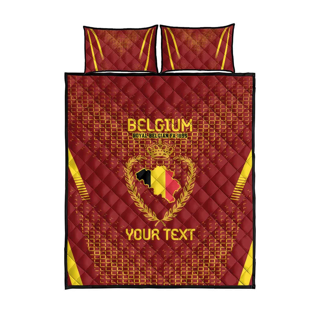 Custom Belgium Football Quilt Bed Set Royal Belgian 1895 with Map Style - Wonder Print Shop
