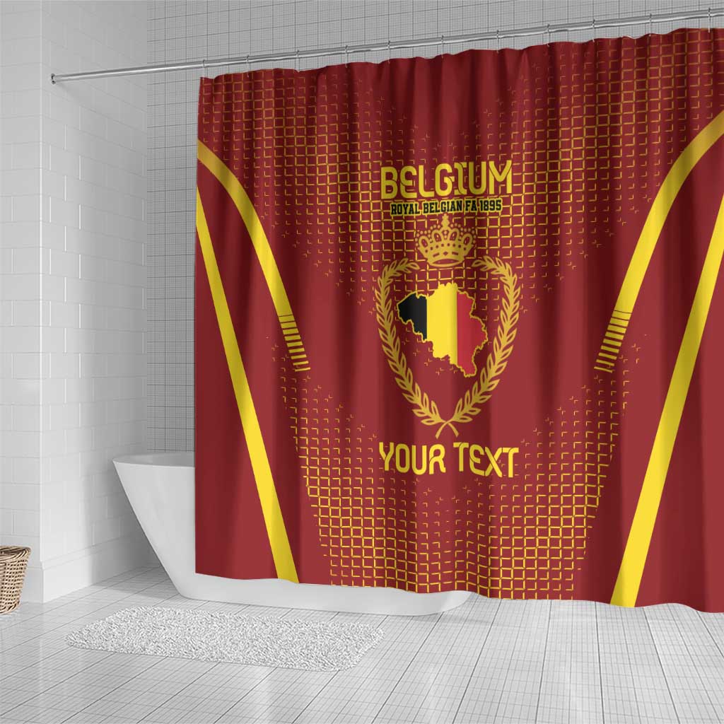 Custom Belgium Football Shower Curtain Royal Belgian 1895 with Map Style