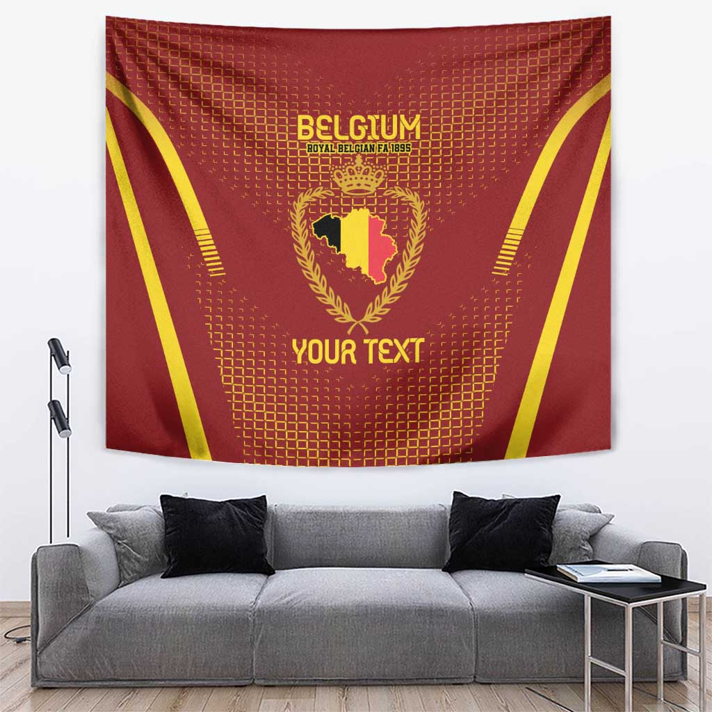 Custom Belgium Football Tapestry Royal Belgian 1895 with Map Style - Wonder Print Shop