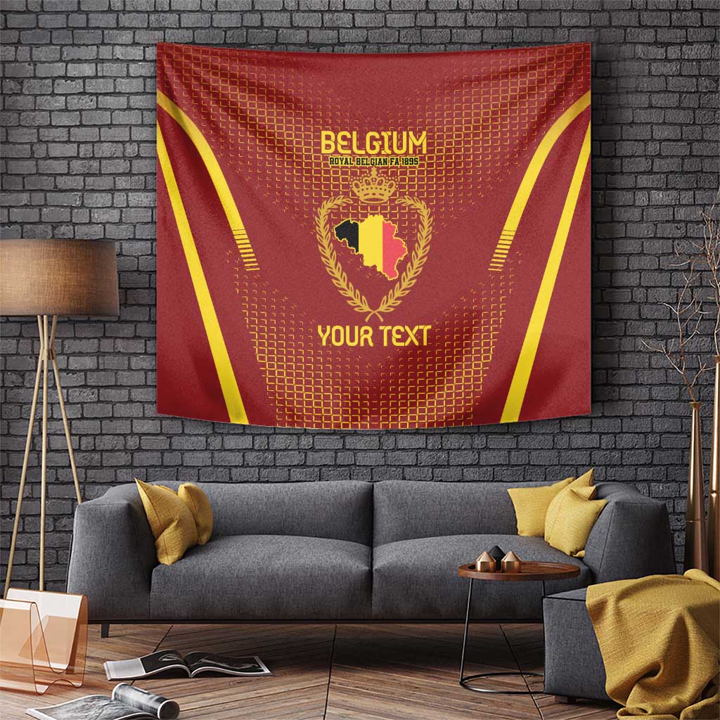 Custom Belgium Football Tapestry Royal Belgian 1895 with Map Style - Wonder Print Shop
