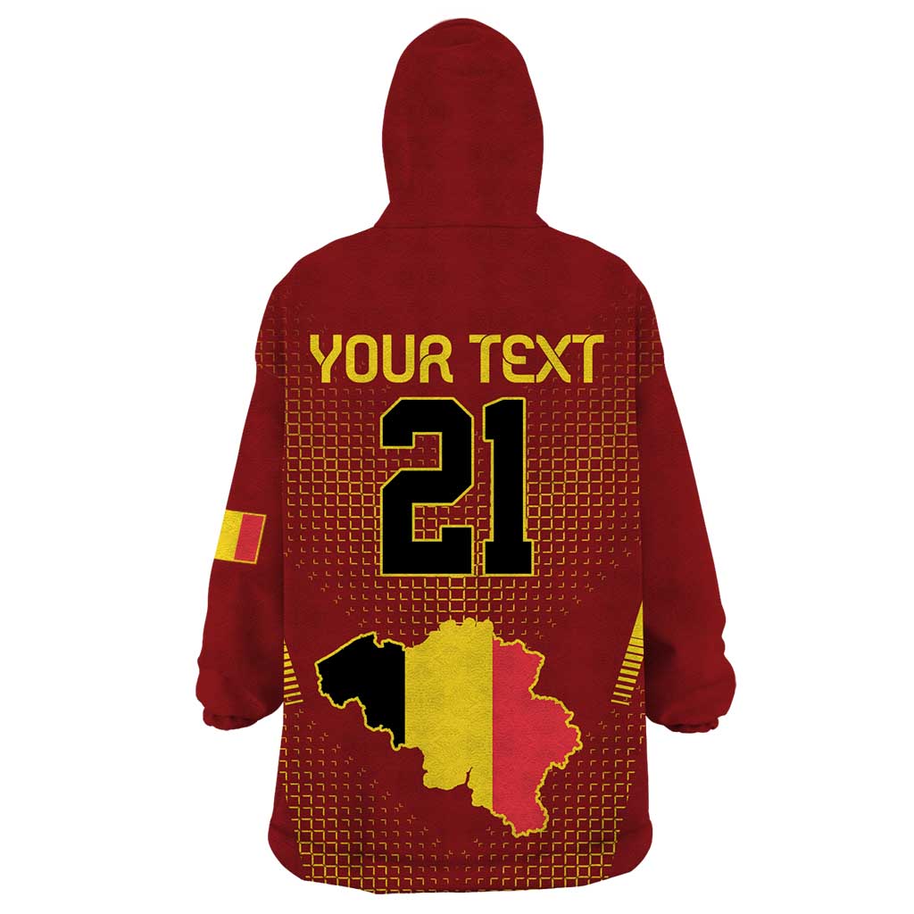 Custom Belgium Football Wearable Blanket Hoodie Royal Belgian 1895 with Map Style - Wonder Print Shop