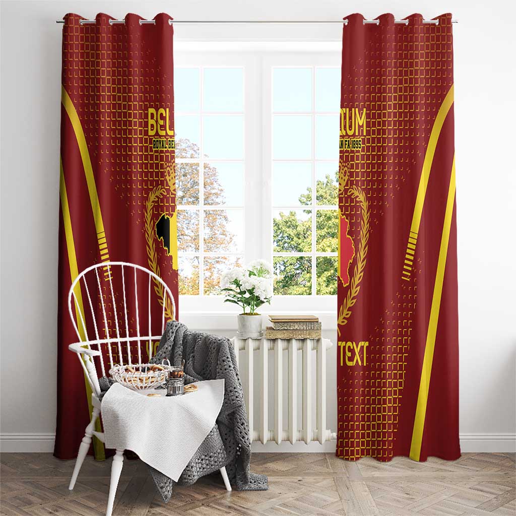 Custom Belgium Football Window Curtain Royal Belgian 1895 with Map Style - Wonder Print Shop
