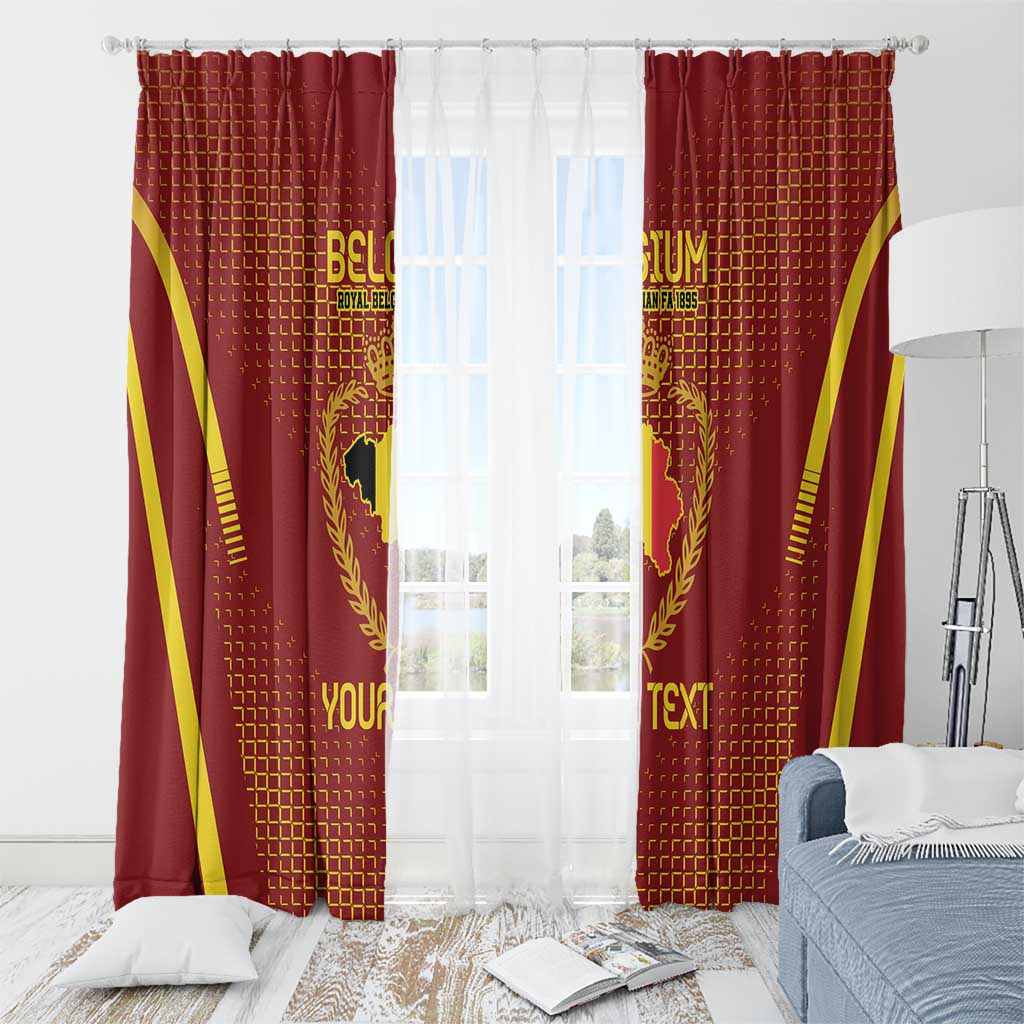 Custom Belgium Football Window Curtain Royal Belgian 1895 with Map Style - Wonder Print Shop