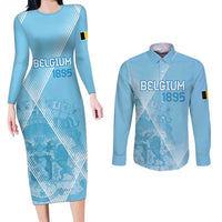 Custom Belgium 1895 Football Couples Matching Long Sleeve Bodycon Dress and Long Sleeve Button Shirt De Rode Duivels Come Together LT9 - Wonder Print Shop