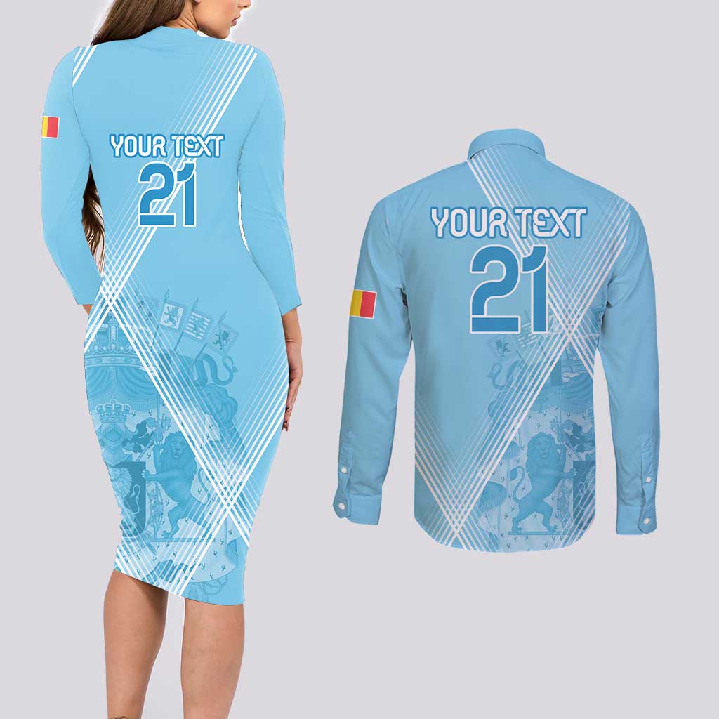 Custom Belgium 1895 Football Couples Matching Long Sleeve Bodycon Dress and Long Sleeve Button Shirt De Rode Duivels Come Together LT9 - Wonder Print Shop